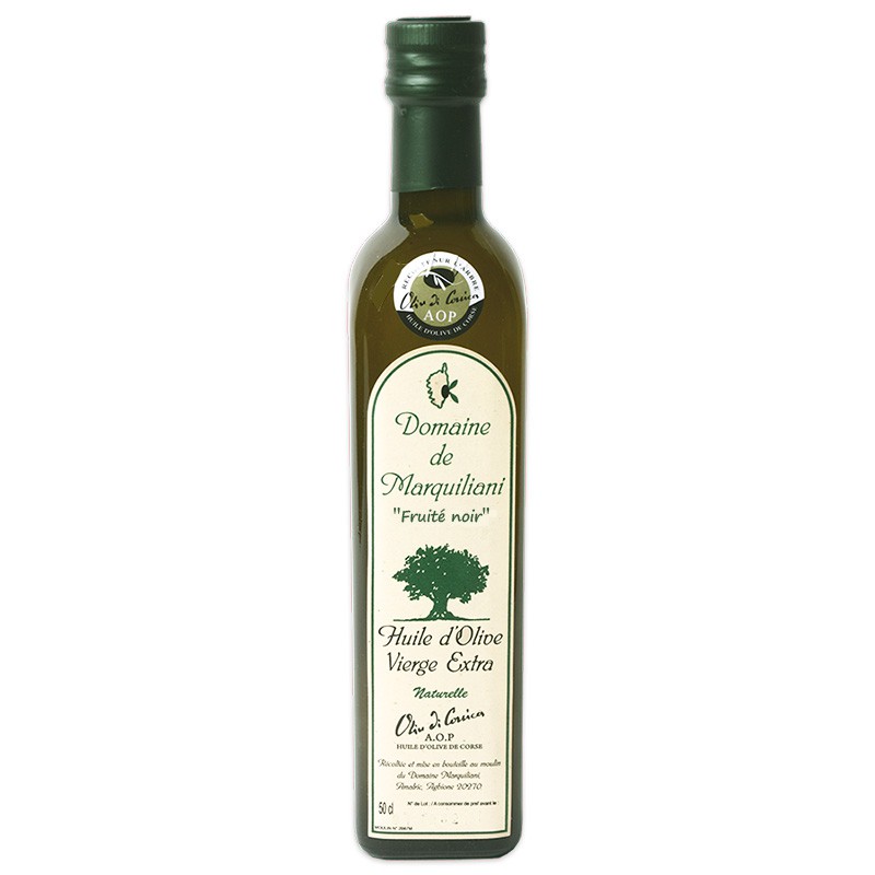 Quai des Oliviers - huile d'olive Marquiliani Corse fruité noir