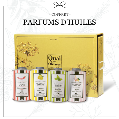 Quai des Oliviers coffret cadeau d'huiles d'olive aromatisées 1